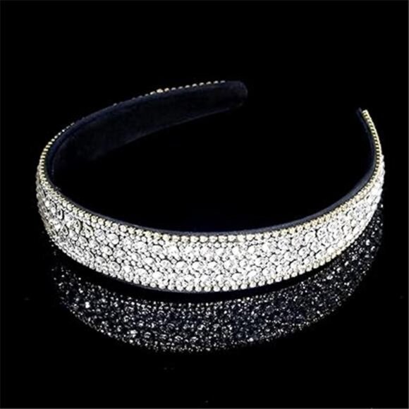 Silver Headband Women Girls Fashion with Rhinestones, Crystal Bling Sparkly - Picture 7 of 7